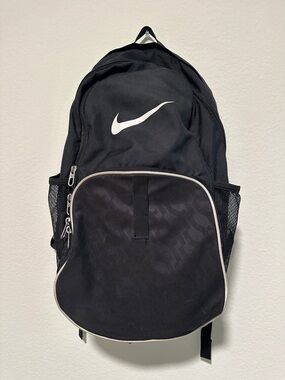 Nike Black Backpack with White Swoosh and Piping